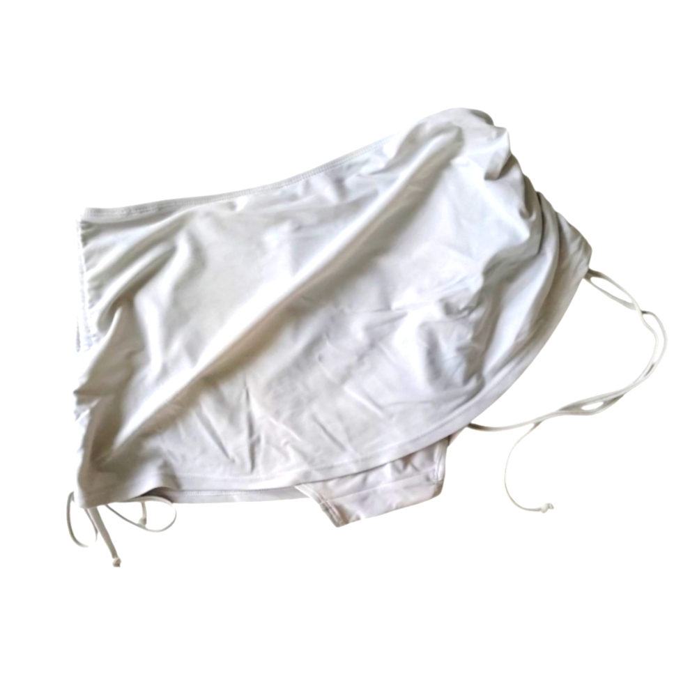 Light Gray Bikini Skirt with Tie Up Side Ruching - Picture 2 of 4